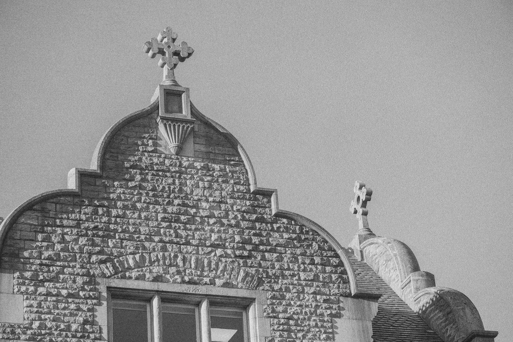 Black and White image of AECC building rooftop