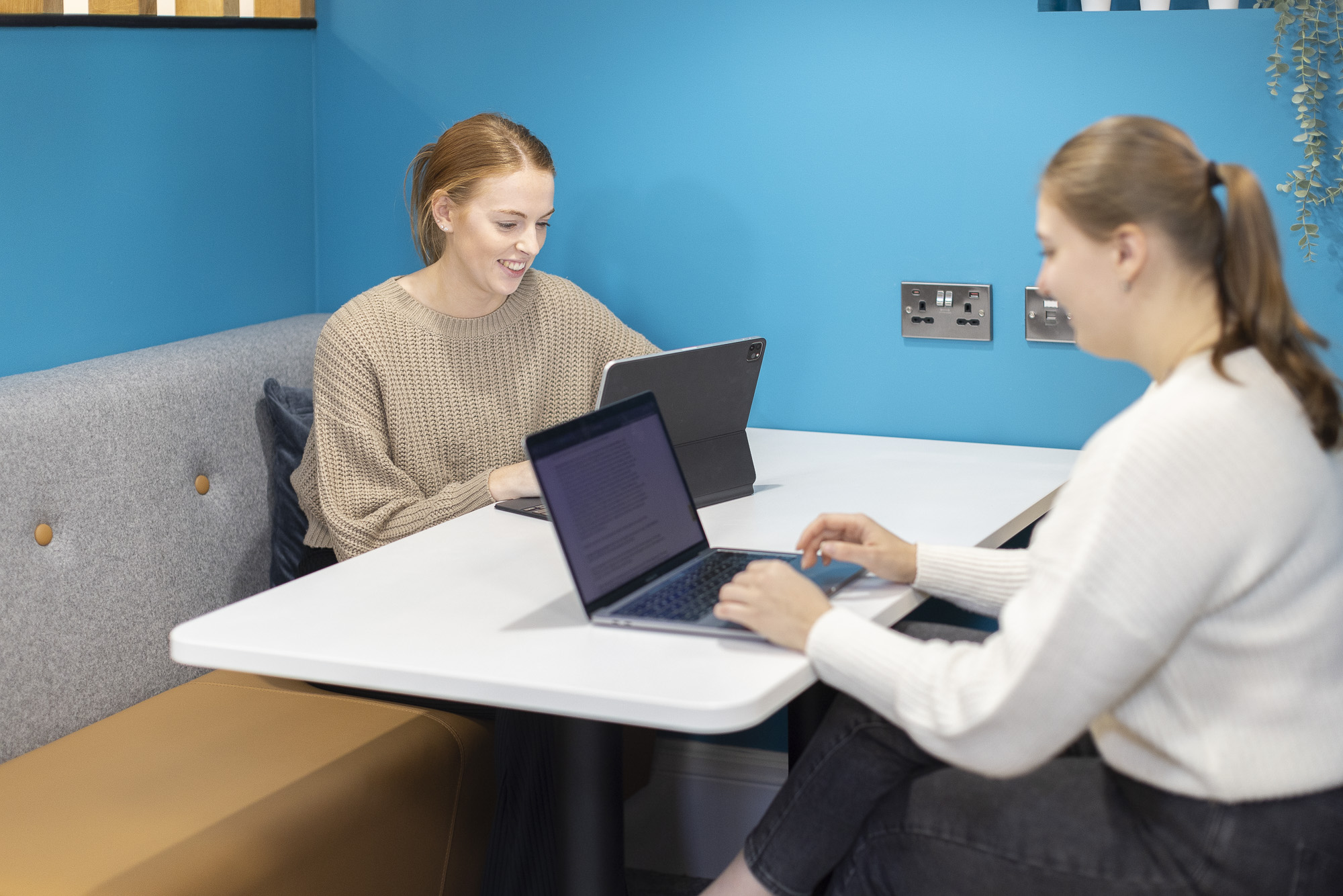 Two female students studying together