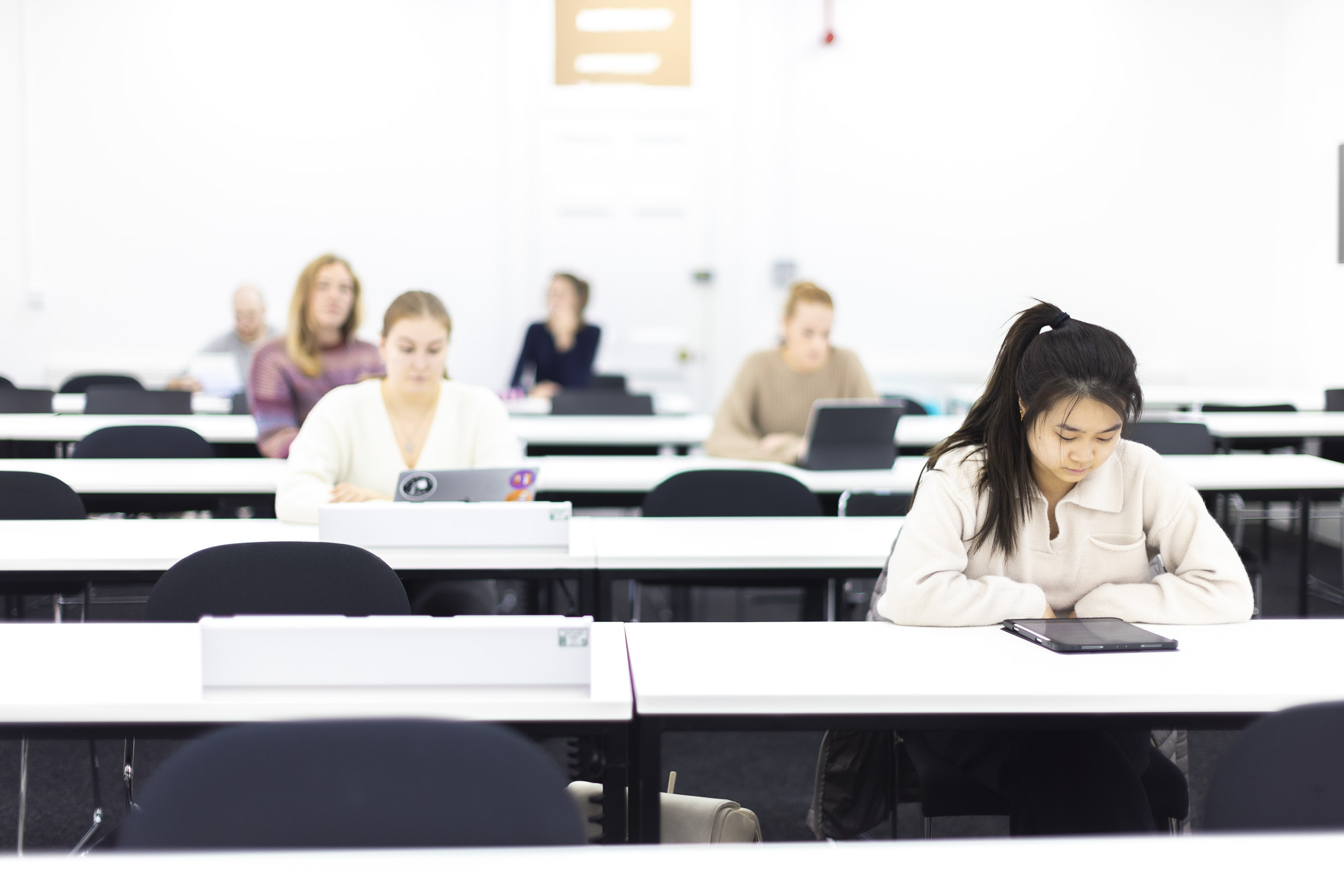 Female students in a class room