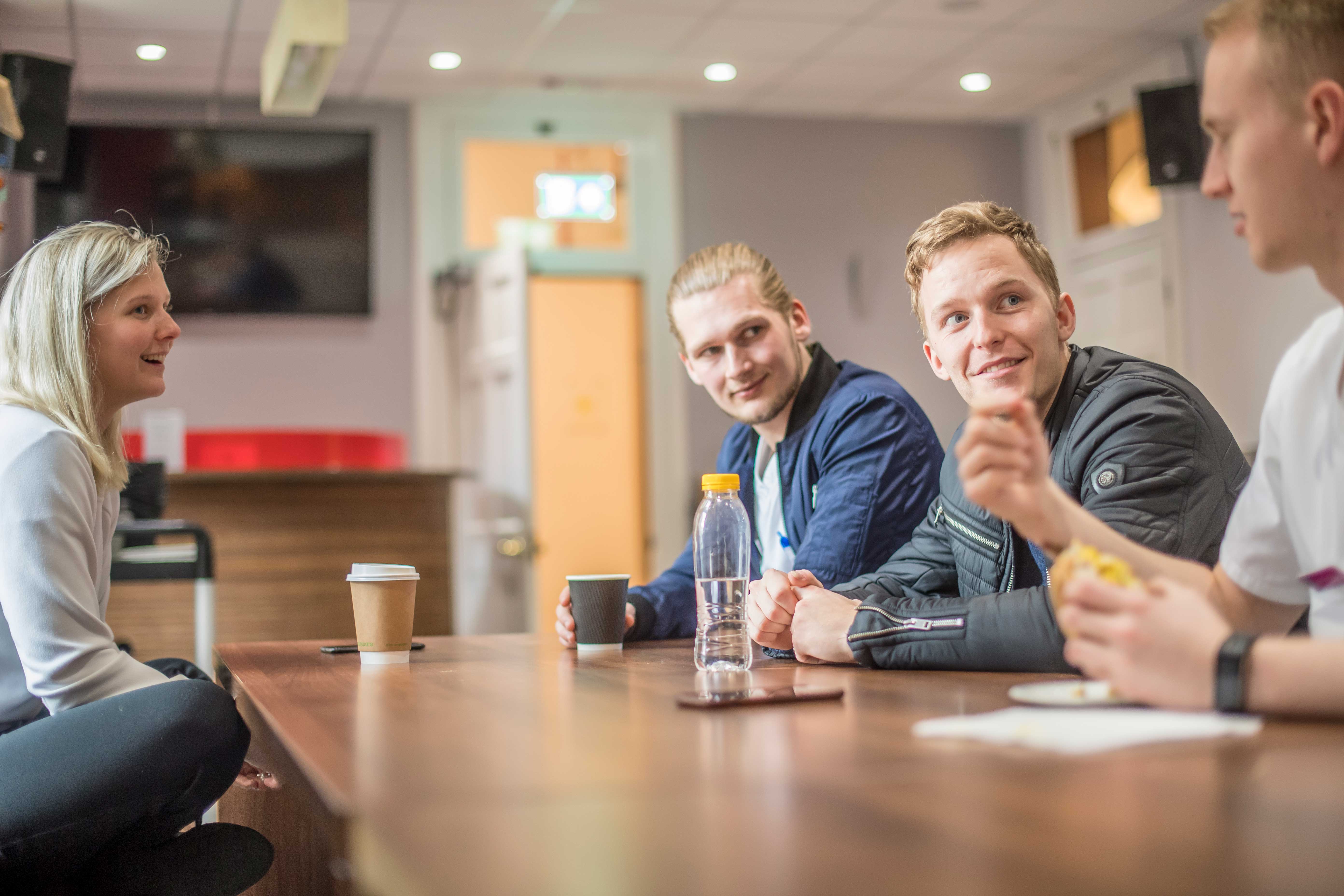 male students talking