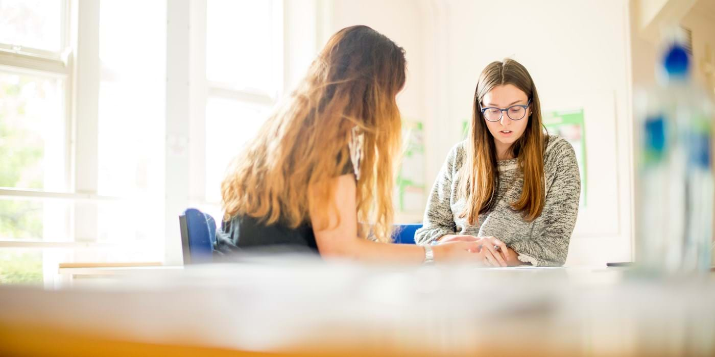 Classroom with teacher and student