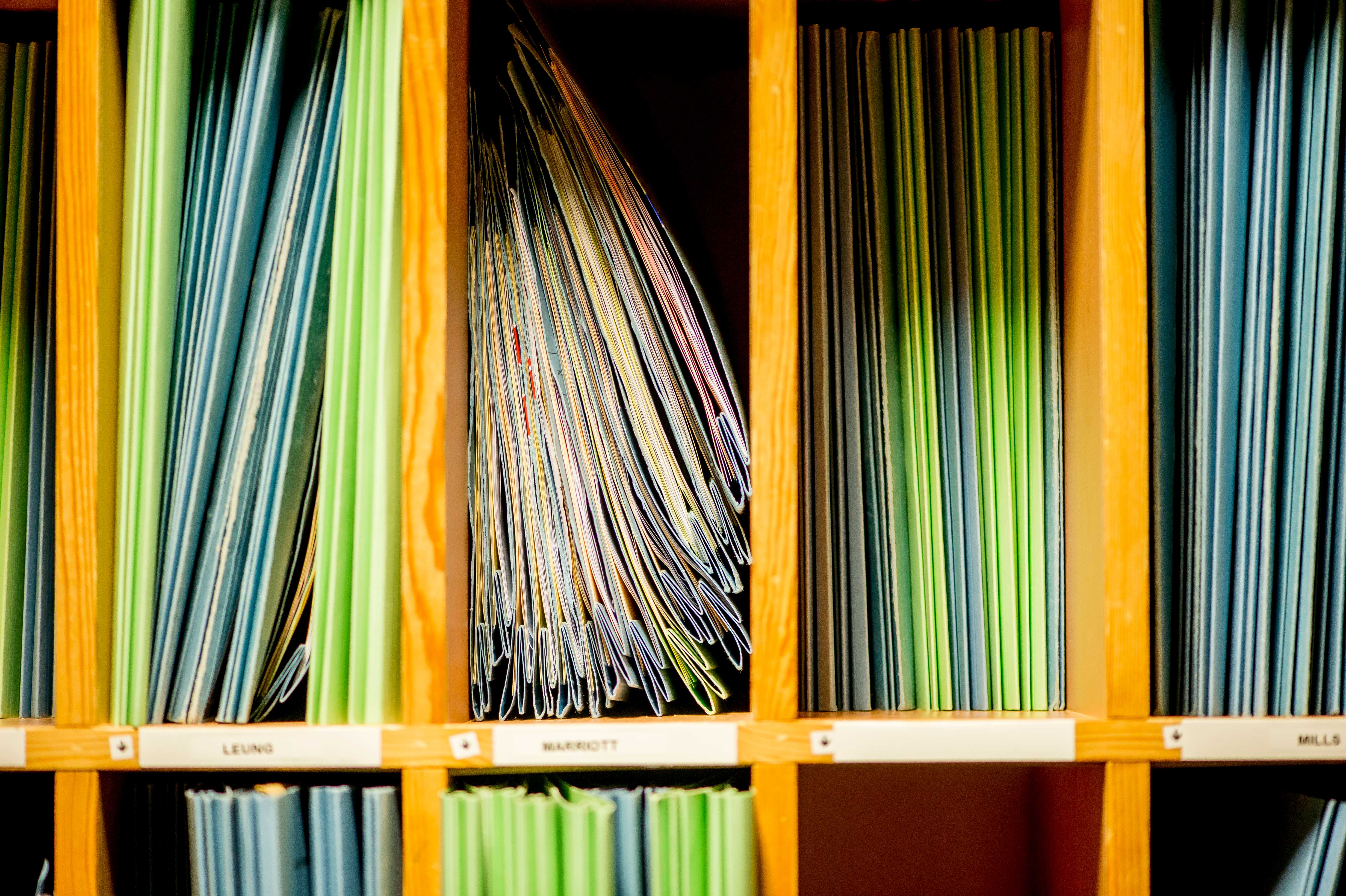 Files in a shelf