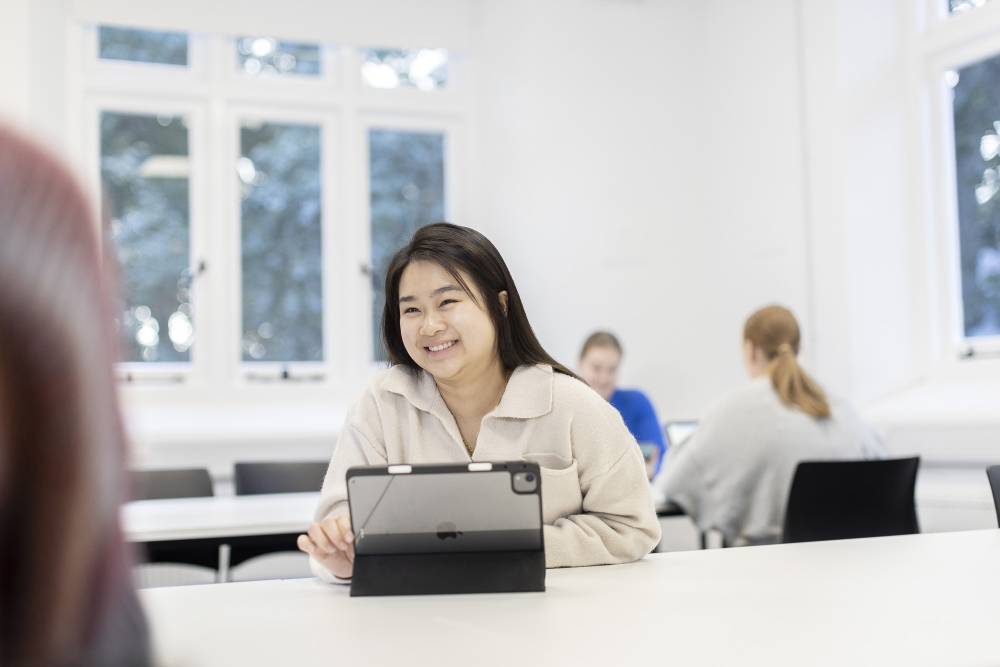 Student working at laptop